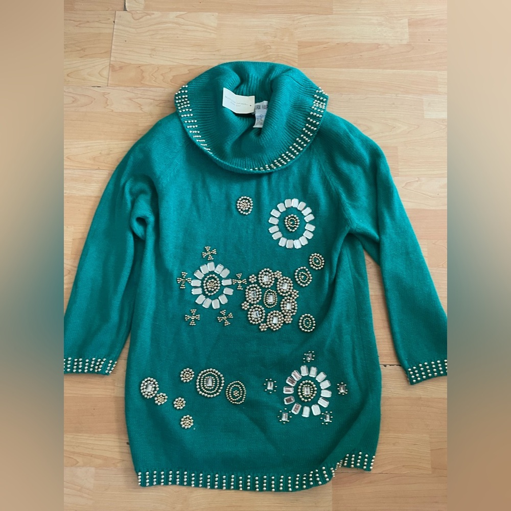 NEW VICTORIA HARBOUR dead Stock Knit Beaded Sweater Size L Women Rhinestones R25